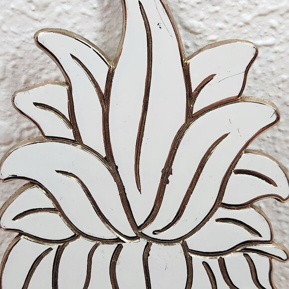 Vintage WM A Rogers Pineapple Trivet Brass Ivory Enamel and Gold Tone Japan 12" - Picture 4 of 8